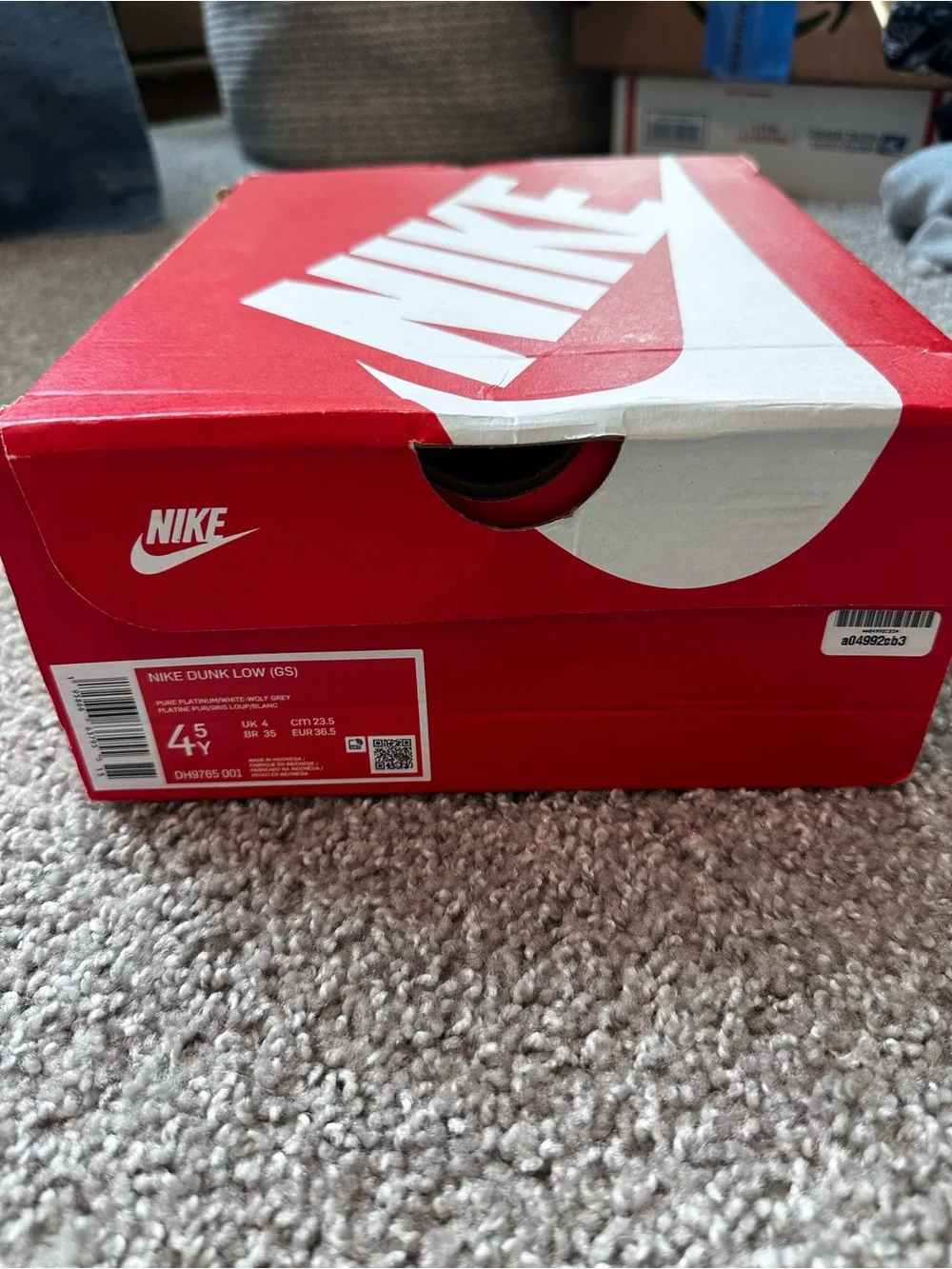Nike Kids Grey and White Dunks